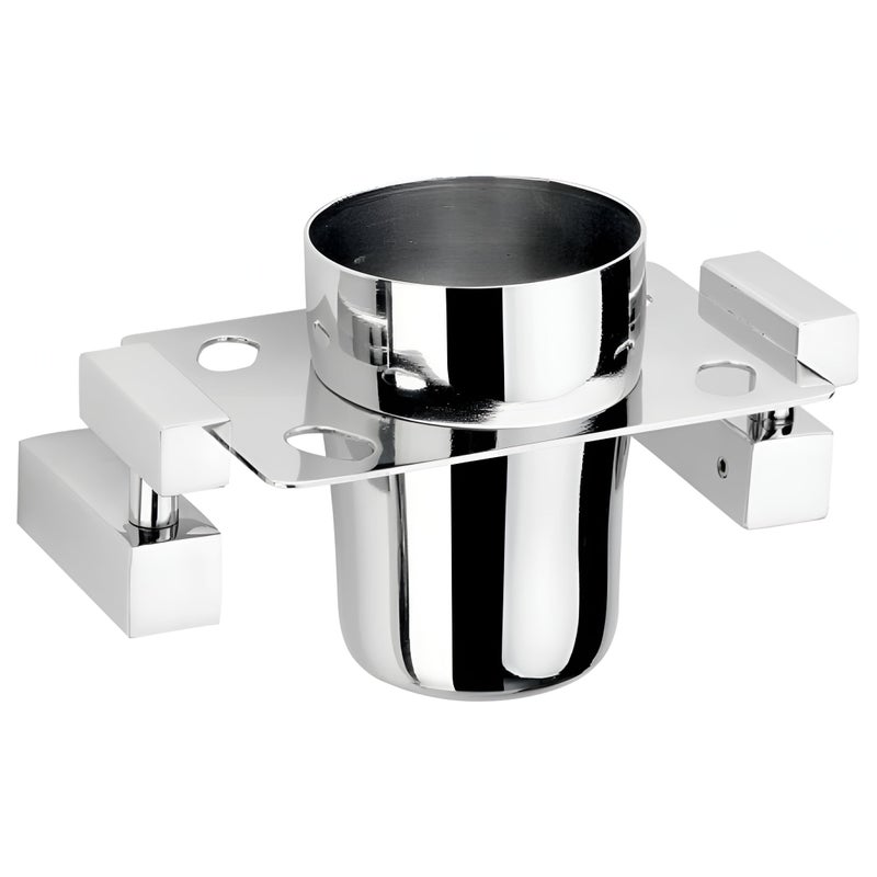 New Ware 304 Stainless Steel Toothbrush Holder Stand with Tumbler Holder for Bathroom Accessories (Chrome Finish) - Image 1