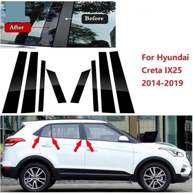 DEMULAX 8Pcs Glossy Black Car Pillar Sticker for Hyundai Creta - Image 2