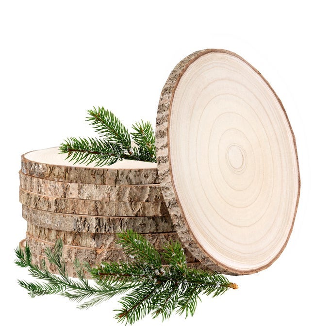 WOOD SLICES UNFINISHED 8 PCS WOOD ROUNDS 89 INCHES WOOD SLICES FOR CENTERPIECESTABLESCRAFTSWEDDING PARTY HOLIDAY DECOR DIY PROJECTS