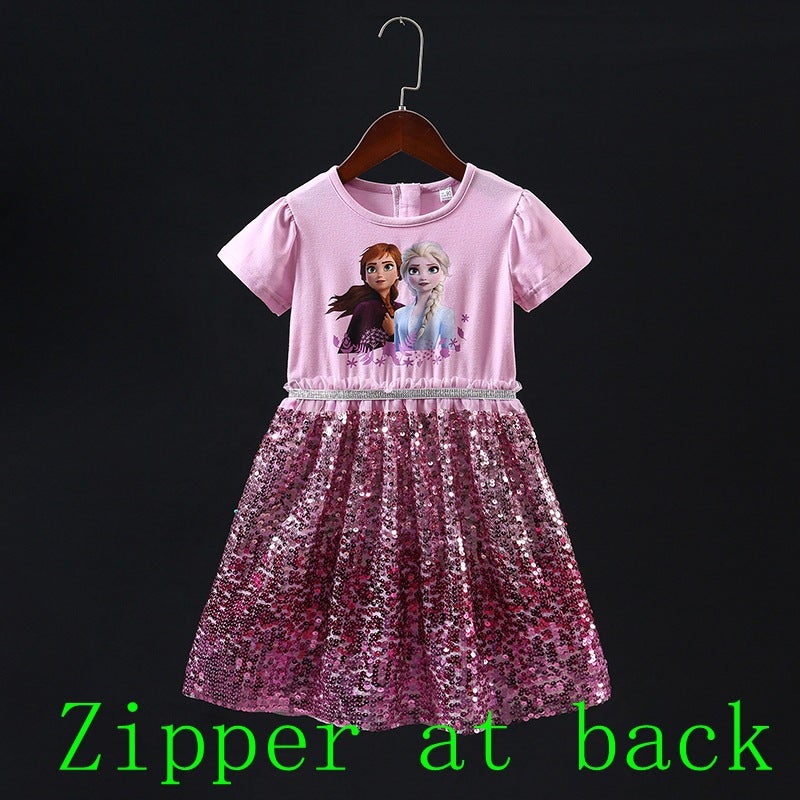 Children'S Clothing Export New Frozen Dress Summer Kidsren'S Style Elsa Dress Elsa Short-Sleeved Girls Princess Dress - Image 4