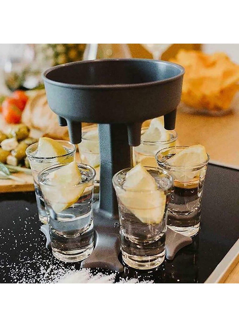 SYOSI Shot Glass Dispenser 6 Equal Divided, Gray Drinking Glass Holder Stand, Multiple Shots Liquid Dispenser for Filling Liquids, Party Pours Drinking Games Artifact Party Gift, Multiple Shots - Image 3