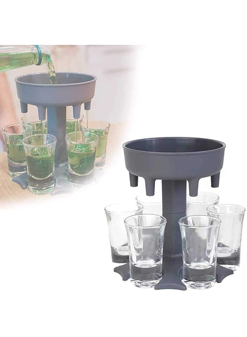 SYOSI Shot Glass Dispenser 6 Equal Divided, Gray Drinking Glass Holder Stand, Multiple Shots Liquid Dispenser for Filling Liquids, Party Pours Drinking Games Artifact Party Gift, Multiple Shots - Image 1