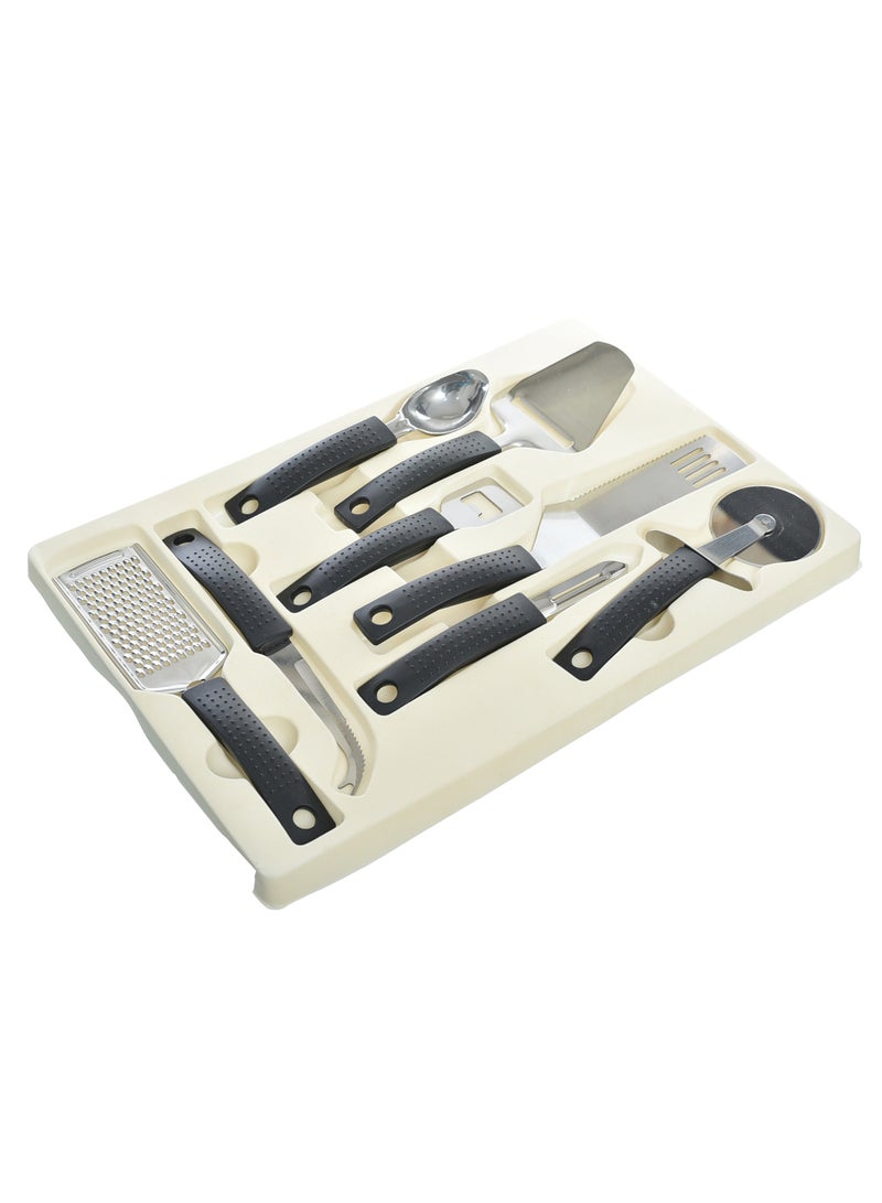 Arshia 32 Piece Archia knives set Vegetable scissors Hanging ice cream - Can opener - 2 graters - Chicken scissors - Pepsi opener - Peeled carrier - Pizza cutter - Cooler - Pizza knife - Cheese knife - Cleaver - Serrated knife - 4 knives of different sizes - 6 Fruit knife - 6 cutting knife - Gateau knife - Image 2