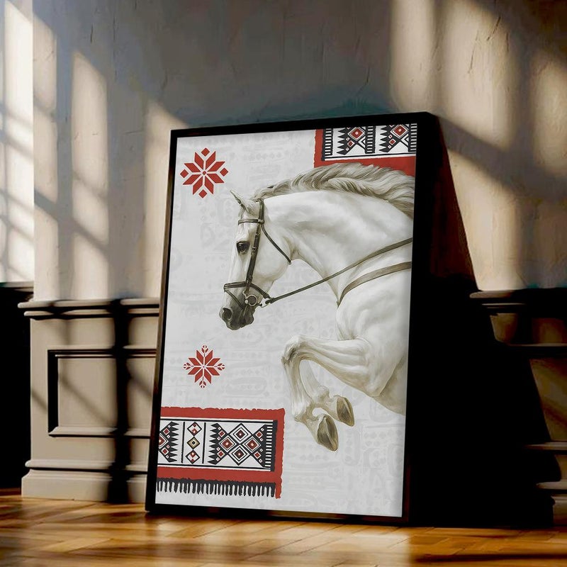 ماركتنا لوحة قماشية بتصميم حصان مع برواز مجوف مقاس (50×70) قطعة واحدة - Image 2