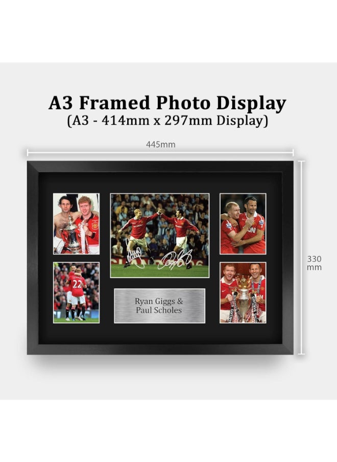 HWC Trading HWC Trading Ryan Giggs & Paul Scholes Manchester United Man U 16 x 12 inch (A3) Printed Gifts Memorabilia Signed Autograph Photograph Display for Football Fans and Supporters - 16" x 12" Framed  - Image 2