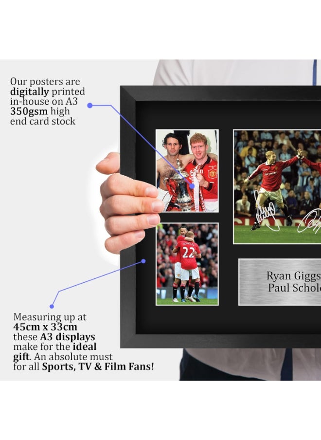 HWC Trading HWC Trading Ryan Giggs & Paul Scholes Manchester United Man U 16 x 12 inch (A3) Printed Gifts Memorabilia Signed Autograph Photograph Display for Football Fans and Supporters - 16" x 12" Framed  - Image 3