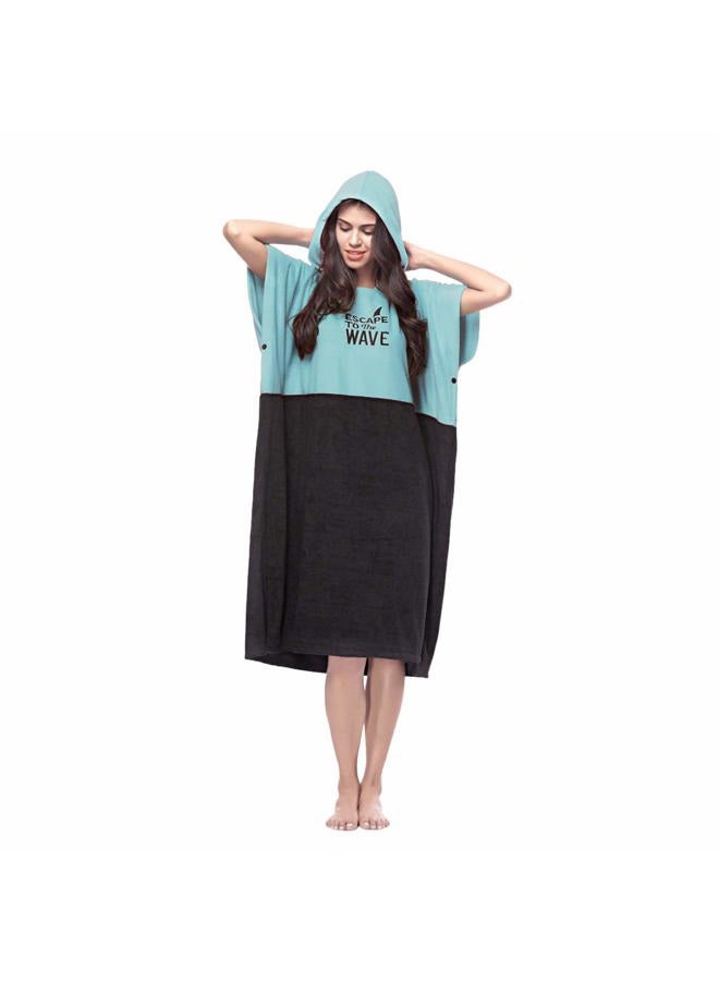 Vulken Extra Large Teal Blue Thick Hooded Beach Towel Changing Robe. Surf Poncho Women for Easy Change in Public. Quick Dry Microfiber Toweling for The Beach, Pool, Lake, Water Park. S/M - Image 1
