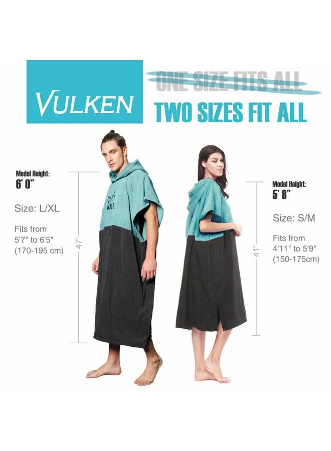Vulken Extra Large Teal Blue Thick Hooded Beach Towel Changing Robe. Surf Poncho Women for Easy Change in Public. Quick Dry Microfiber Toweling for The Beach, Pool, Lake, Water Park. S/M - Image 2