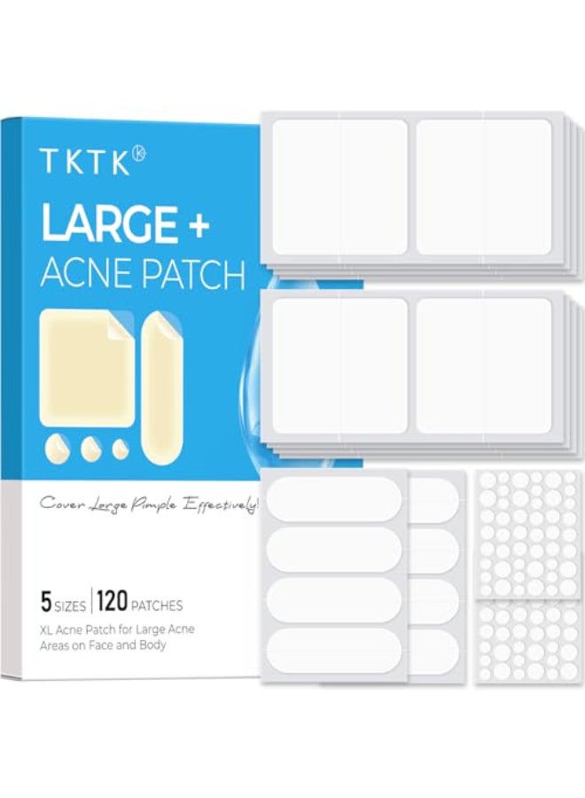 TKTK لصقات هيدروكوليد TKTK 45 × 45 مم لصقات حب الشباب الكبيرة للوجه لصقات حب الشباب XL للجسم الظهر الجبين الخدود تفجيرات حب الشباب لصقة هيدروكوليد كبيرة مربعة 5 أحجام 120 قطعة - Image 1