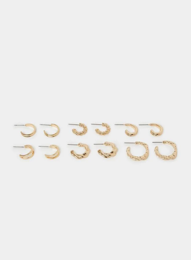 Styli Set of 6 - Textured Hoop Earrings