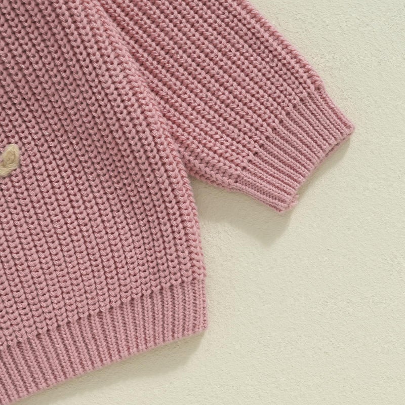 Ayalinggo Big Sister Little Sis Matching Outfits Knit Sweatshirt Oversized Pullover Sweater Toddler Fall Winter Clothes (Rosy Pink, 18-24 Months) - Image 5