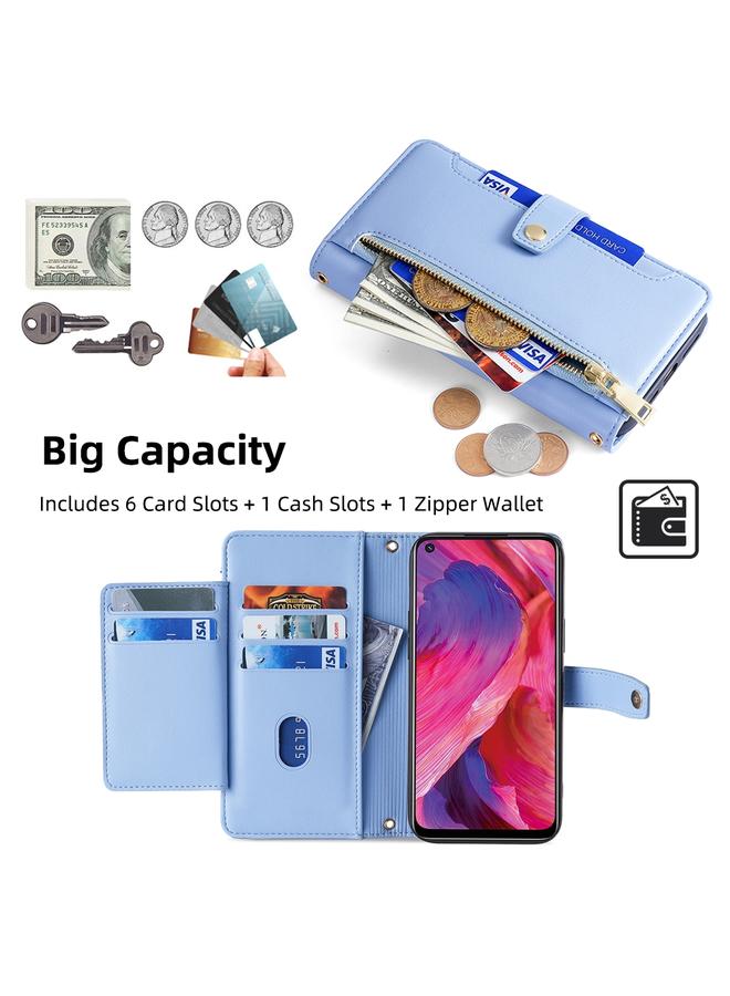 اس-توب جراب هاتف OPPO A54 5G من جلد الأغنام مع سحاب ومحفظة وغطاء حماية متقاطع للجسم - Image 3