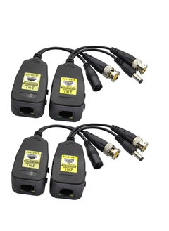 Passive Video RJ45 to BNC Transceiver Transmitter, HD CVI/TVI/AHD/CVBS, with DC power Connector, for 720P 960P 1080P 3MP 4MP 5MP 8MP CCTV Safety DVR Monitoring Camera System (18cm/4-pairs)