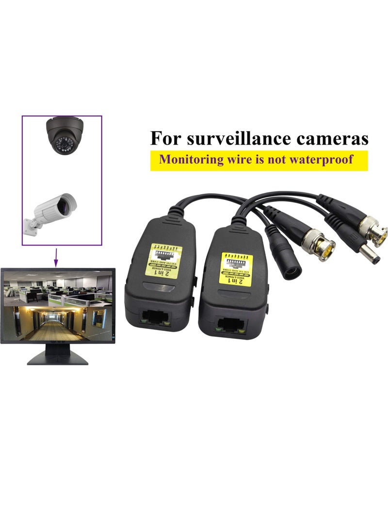 Generic - Passive Video RJ45 to BNC Transceiver Transmitter, HD CVI/TVI/AHD/CVBS, with DC power Connector, for 720P 960P 1080P 3MP 4MP 5MP 8MP CCTV Safety DVR Monitoring Camera System (18cm/4-pairs) - Image 1