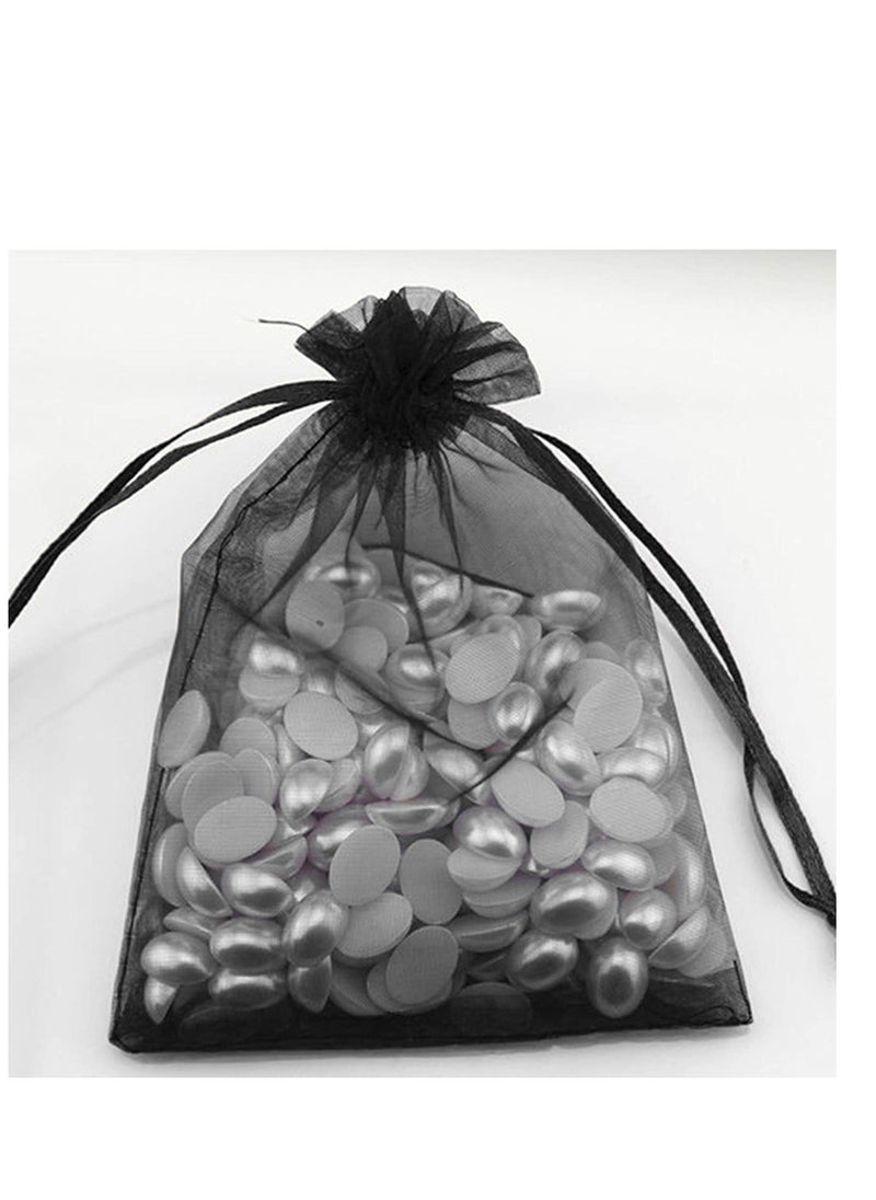 MARKQ 100 Pieces Organza Bags with Drawstrings | 12 X 17 cm Organza Bags for Jewelry Pouches, Candies and Wedding Party | Eid Christmas Bags for Gifts | Organza Gift Bags | Goody Bags (Black)  - Image 5