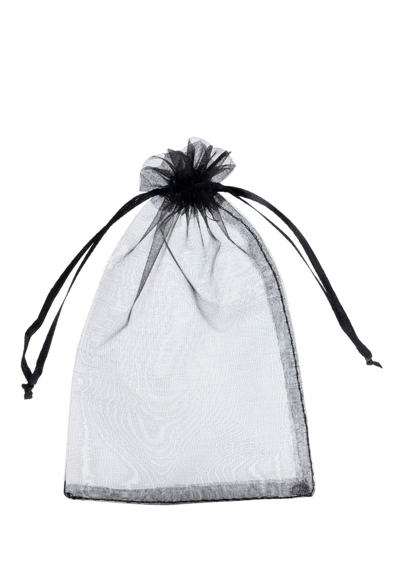MARKQ 100 Pieces Organza Bags with Drawstrings | 12 X 17 cm Organza Bags for Jewelry Pouches, Candies and Wedding Party | Eid Christmas Bags for Gifts | Organza Gift Bags | Goody Bags (Black)  - Image 4