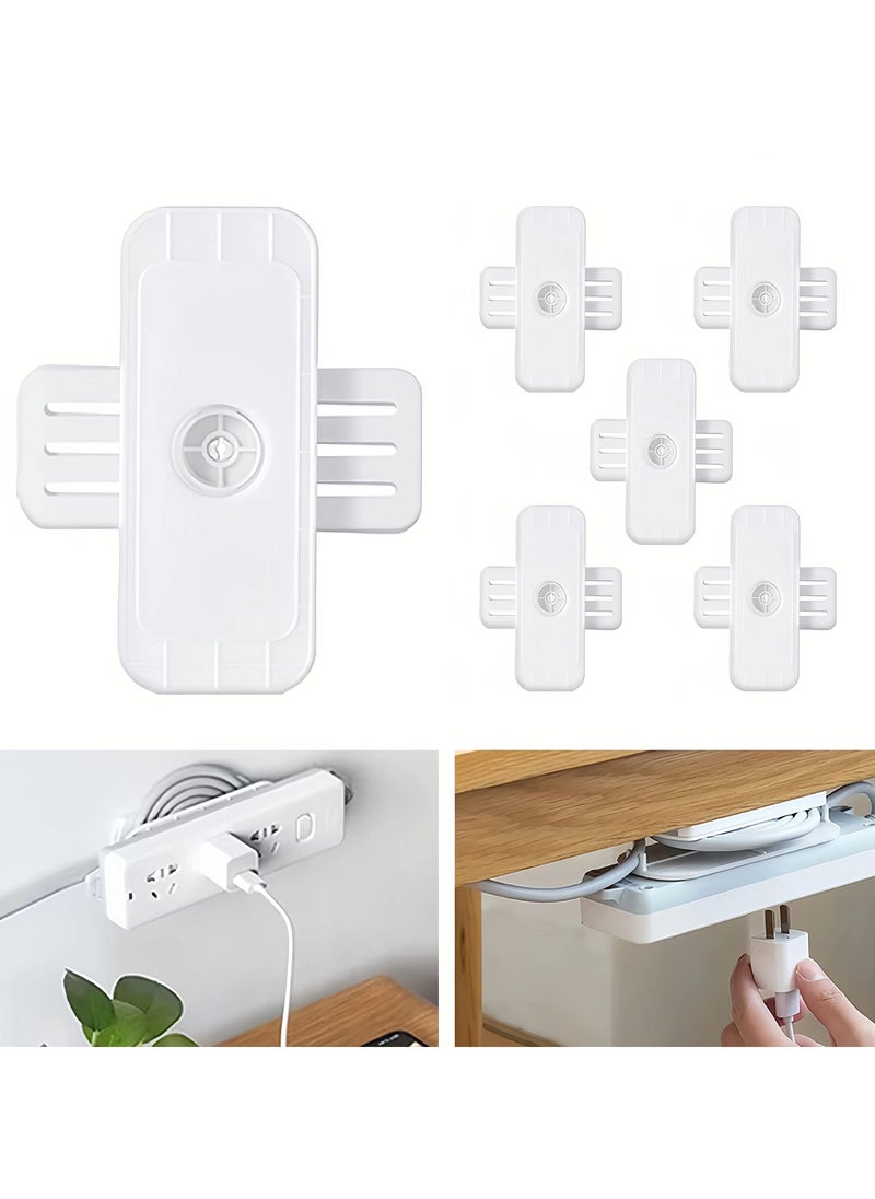 SYOSI 6 Piece Power Strip Holders Socket Fixers 360° Rotation Self Adhesive Desktop Socket Fixers Punch-Free Power Strip Holders For Kitchen Home Office Cable Management  - Image 1