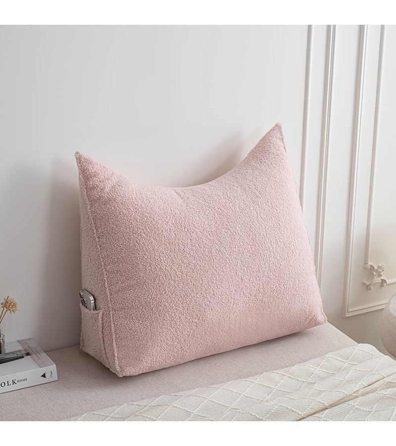 Coffee Triangular Wedge Pillow With Side Storage Pocket Soft Skin Friendly For Reading Or Lumbar Support - Image 4