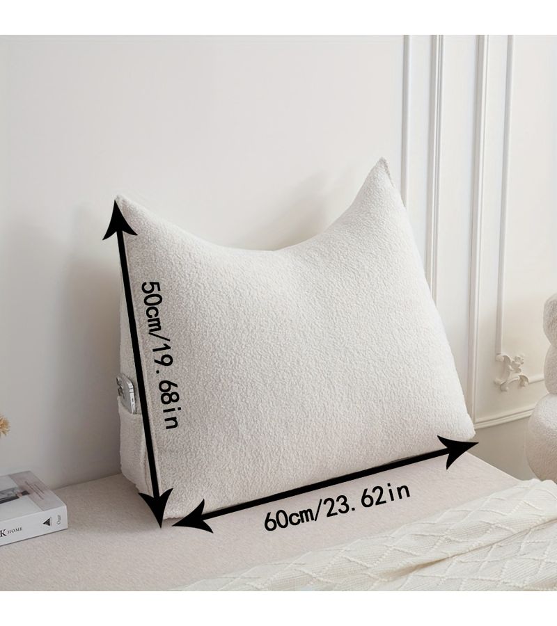 Coffee Triangular Wedge Pillow With Side Storage Pocket Soft Skin Friendly For Reading Or Lumbar Support - Image 3