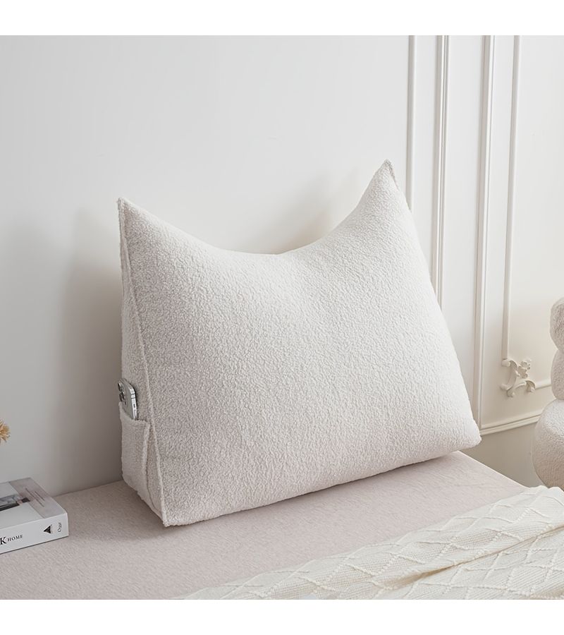 Coffee Triangular Wedge Pillow With Side Storage Pocket Soft Skin Friendly For Reading Or Lumbar Support - Image 1