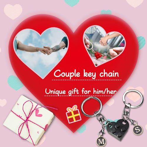 Smilelife Personalized Brick Matching Heart Keychains - Gifts for Mom, Dad, Couple, Boyfriend, Girlfriend, Lovers (Black) - Image 4