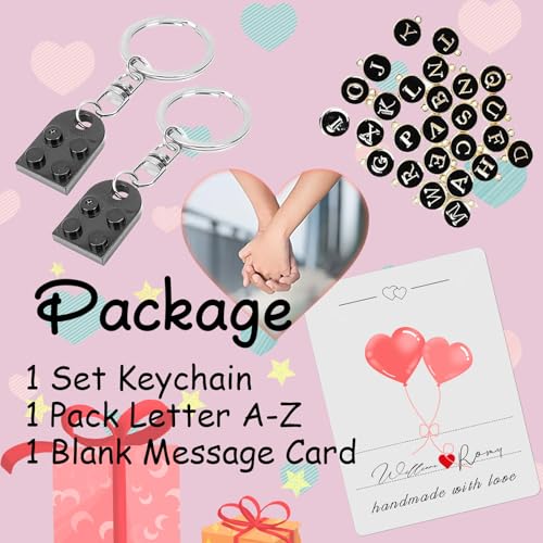Smilelife Personalized Brick Matching Heart Keychains - Gifts for Mom, Dad, Couple, Boyfriend, Girlfriend, Lovers (Black) - Image 3