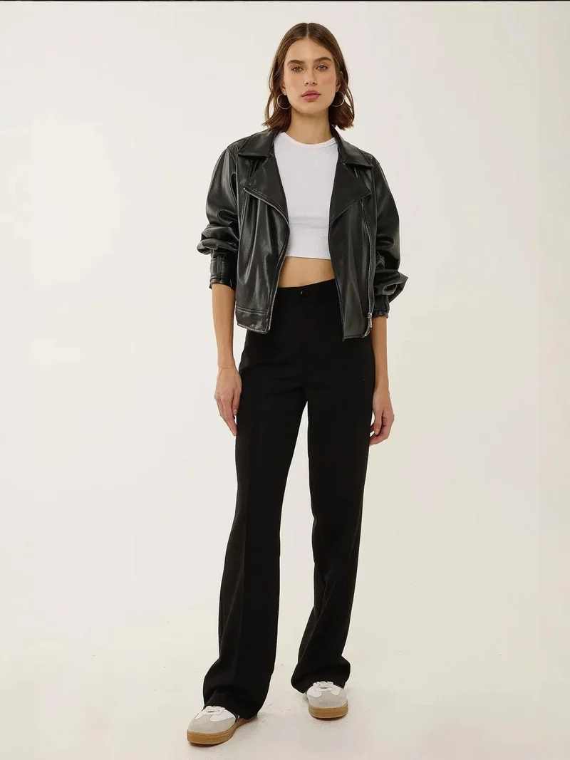 HICCUP Straight Leg Pants with Stitch Detailed