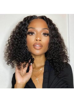 LUMIERE LUMIERE 14 Inch Bob Wig Human Hair 13x4 HD Lace Front Wig Human Hair Curly Bob Wig For Black Women Pre Plucked 180 Density Small Knots Natural Black 14inch 