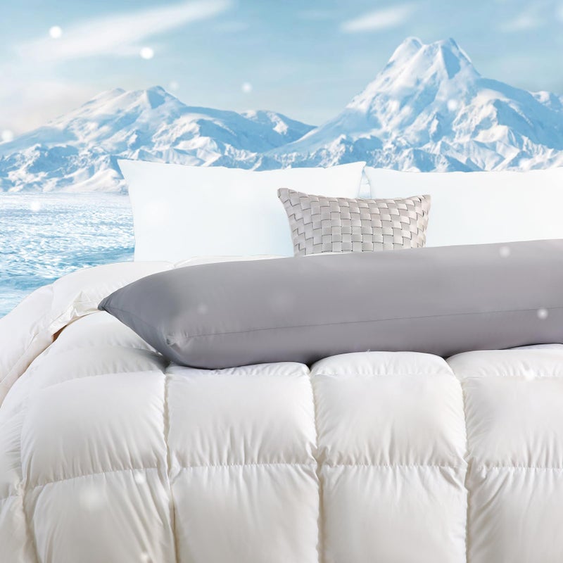 DOWNCOOL Large Body Pillow Insert with Cooling Cover - Soft Long Bed Pillow for Summer - Breathable Full Body Pillow for Adults - 20x54 inch (Grey, with Cover) - Image 2