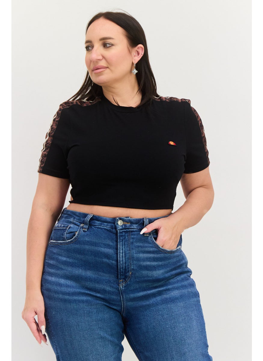 Ellesse - Women Crew Neck Short Sleeves  Brand Logo Top, Black - Image 1