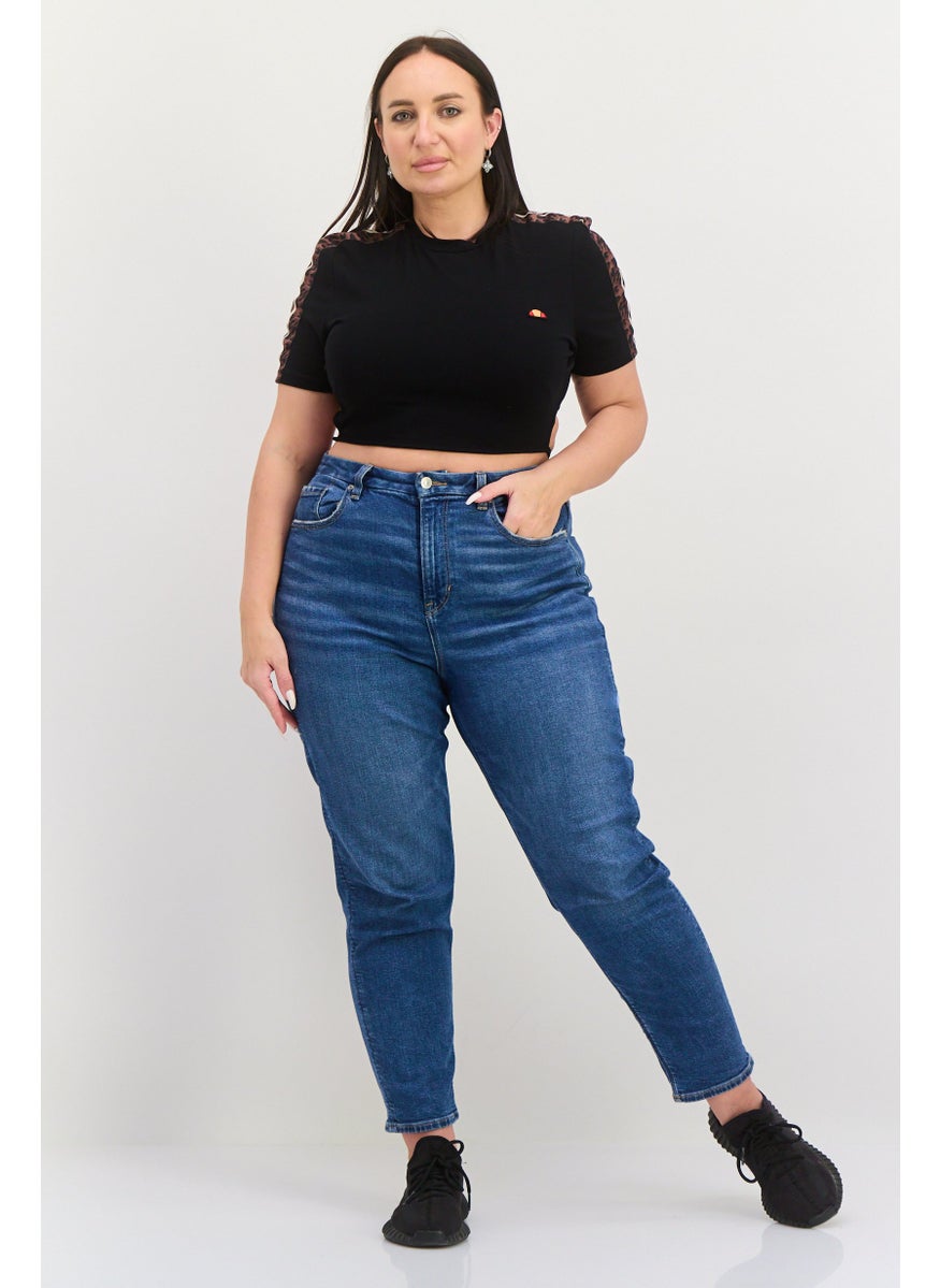 Ellesse - Women Crew Neck Short Sleeves  Brand Logo Top, Black - Image 1