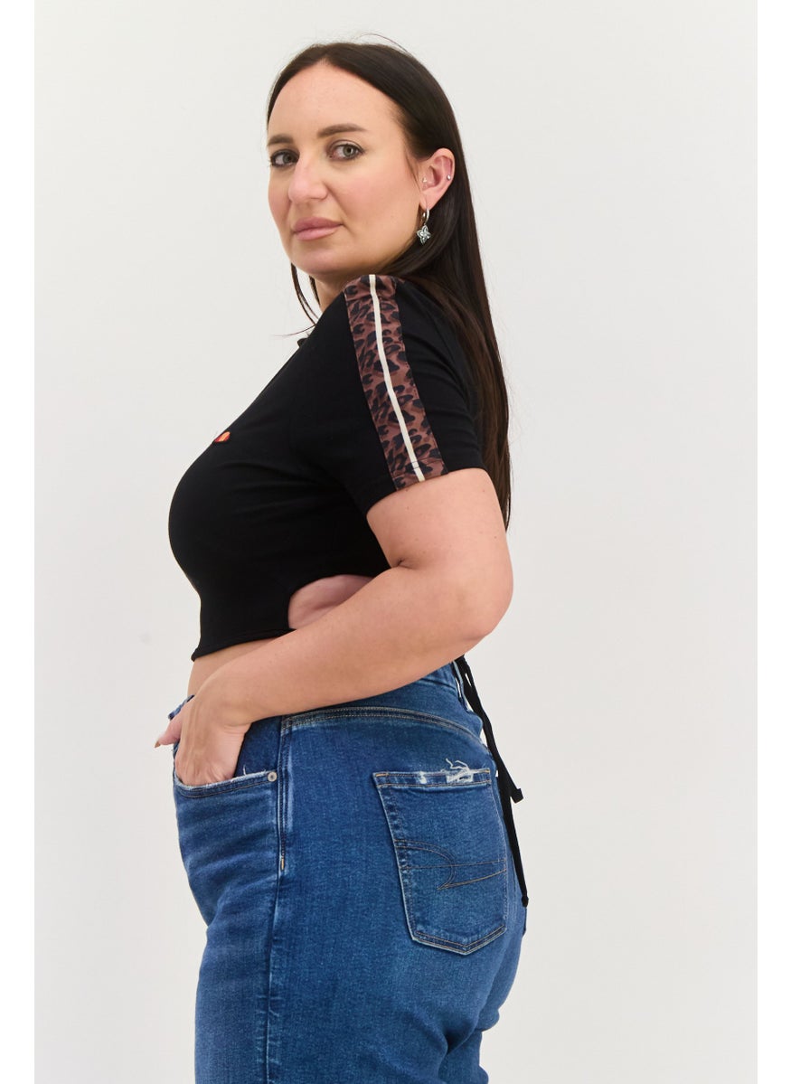 Ellesse - Women Crew Neck Short Sleeves  Brand Logo Top, Black - Image 1
