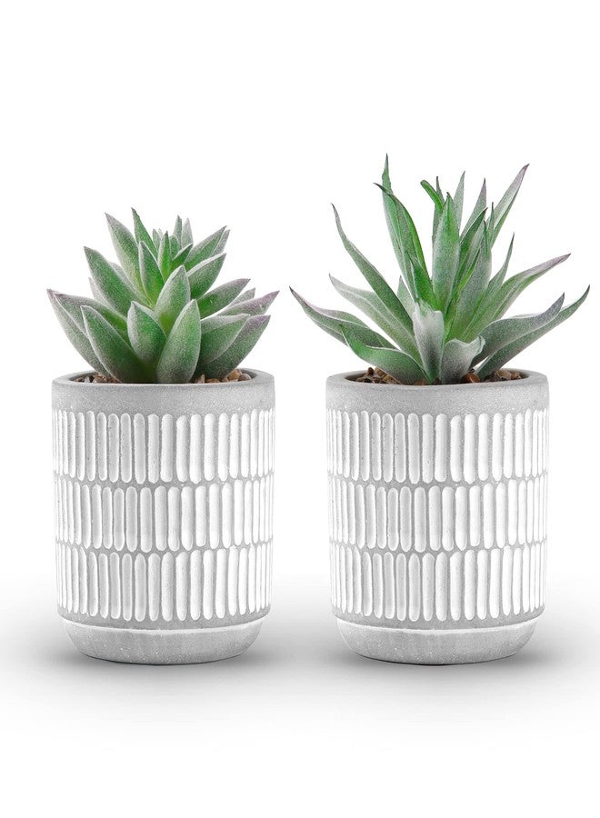 Der Rose Set of 2 Succulents Plants Artificial Fake Cactus Plants for Living Room Bathroom Bedroom Aesthetic Home Shelf Decor - Image 1