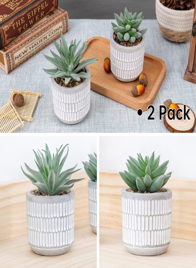 Der Rose Set of 2 Succulents Plants Artificial Fake Cactus Plants for Living Room Bathroom Bedroom Aesthetic Home Shelf Decor - Image 5