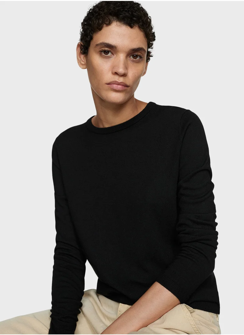 MANGO Fine-Knit Crew Neck Sweater