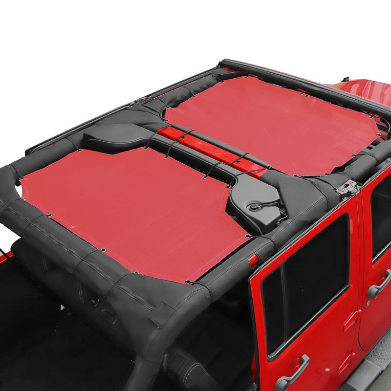 شمسية جيكار جي كي يو توفر حماية من أشعة الشمس فوق البنفسجية ملحقات خارجية لجيب رانجلر 2007-2018 جي كي غير محدود 4 أبواب أمامية وخلفية حمراء