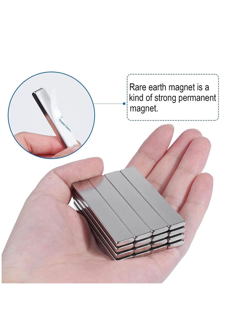 SYOSI Powerful Neodymium Bar Magnets (60x10x3mm) 12 Packs Strong Waterproof Rare Earth Magnets with Epoxy Coating and Double-Sided Adhesive for Fridge Shower Doors Office and More  - Image 2