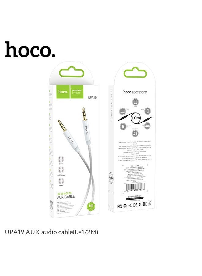 hoco. UPA19 3.5mm to 3.5mm Audio AUX Cable – 1 Meter Length – Silver – High-Quality Sound Transmission for Smartphones, Tablets, Car Stereos, Headphones, and Speakers – Durable and Flexible Design for Clear, Interference-Free Audio Connections  - Image 5