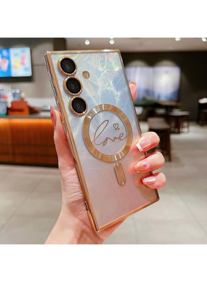 اس-توب جراب لهاتف Samsung Galaxy S25+ 5G Dual-Love Feather Glitter MagSafe TPU - Image 1