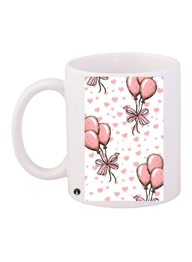 RYN Balloon Printed Coffee Mug White/Pink 11ounce