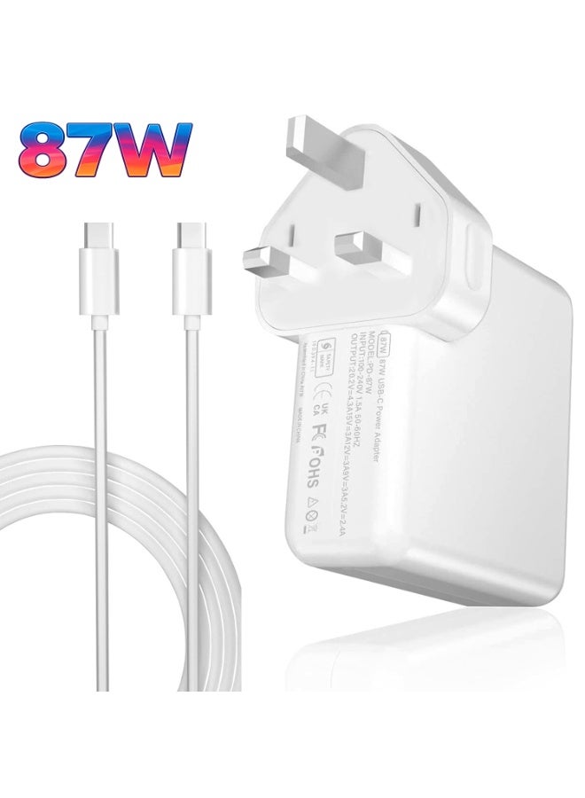 87W USB C Laptop Charger, Replacement Type C Adapter, Compatible with MacBook Pro, Air   11, 13, 15, Inch Laptops, iPhone, iPad, iPad Pro it works as 61W, 30W, and 29W, Charging Cable Included - Image 1