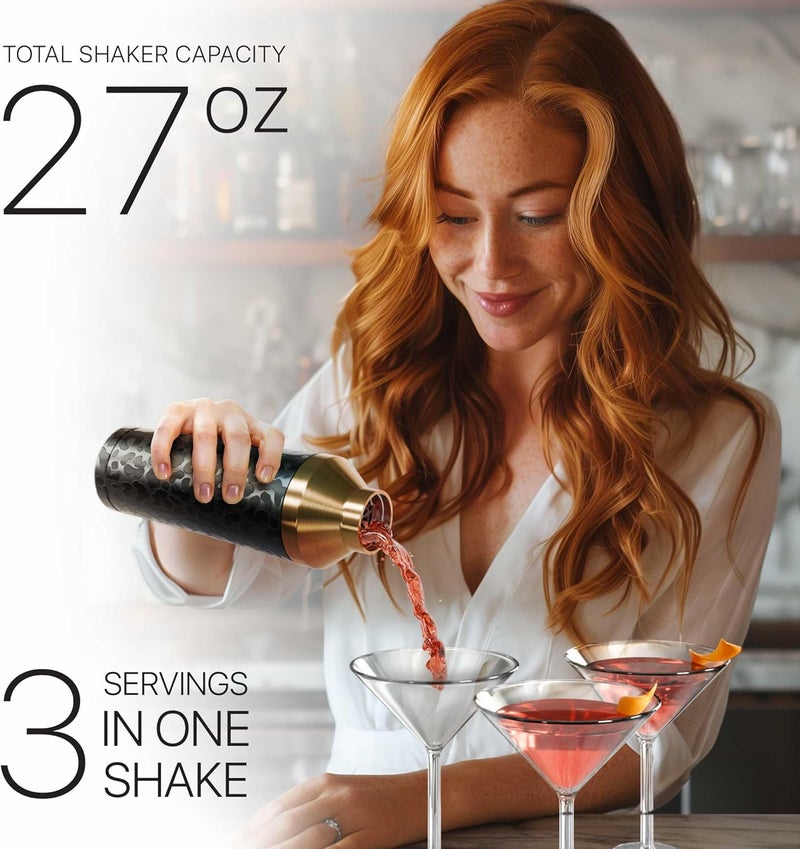 Bare Barrel Insulated Cocktail Shaker Set | Double Wall Stainless Steel | Martini Shaker for Home Bar Bartending | Built-in Drink Measurement System & Strainer, Travel Bag, 35 Recipes | Gift Set (Leopard Copper) - Image 3