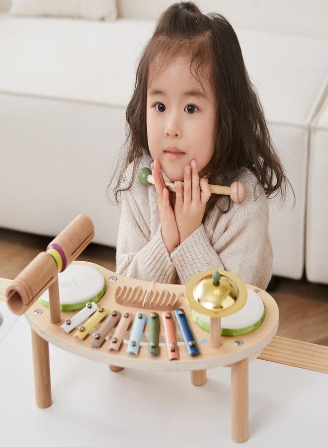 Asweets 7 in 1 Kids Drum Set for Toddlers Wooden Xylophone Musical Instruments Kit Play Set for Toddler Baby Drum Set Montessori Toys Sensory Toys Birthday Gifts for Girls Boys (Moon) - Image 3