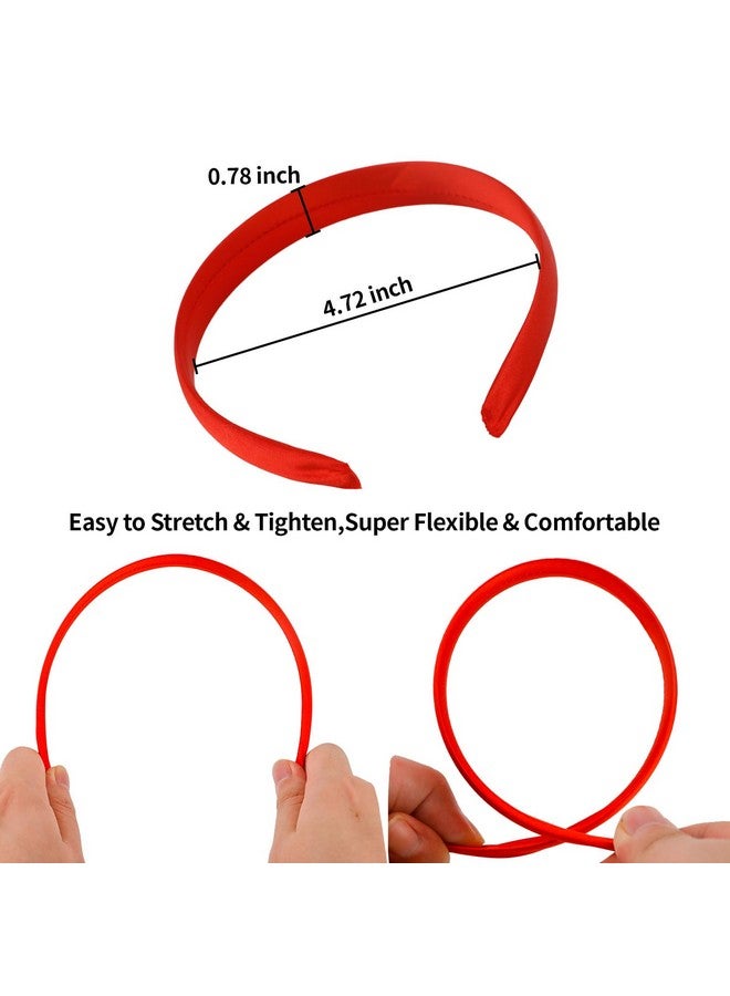 Amariver 12 Pcs Satin Headbands For Women Cute Head Bands Hard Headbands Diy Plain Hair Band White Pink Blue Green Red Black Purple Colorful Elastic Headband Fashion Hair Accessories For Women Girls - Image 2