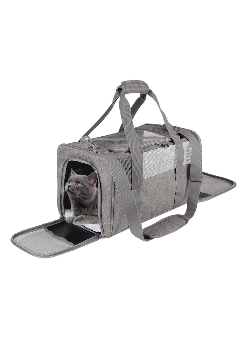 Pet Carrying Case, Protable Good Breathable Soft Edge Foldable Top Loading Cat Bag Carrier, Carrier for Small and Medium Cats, Gray