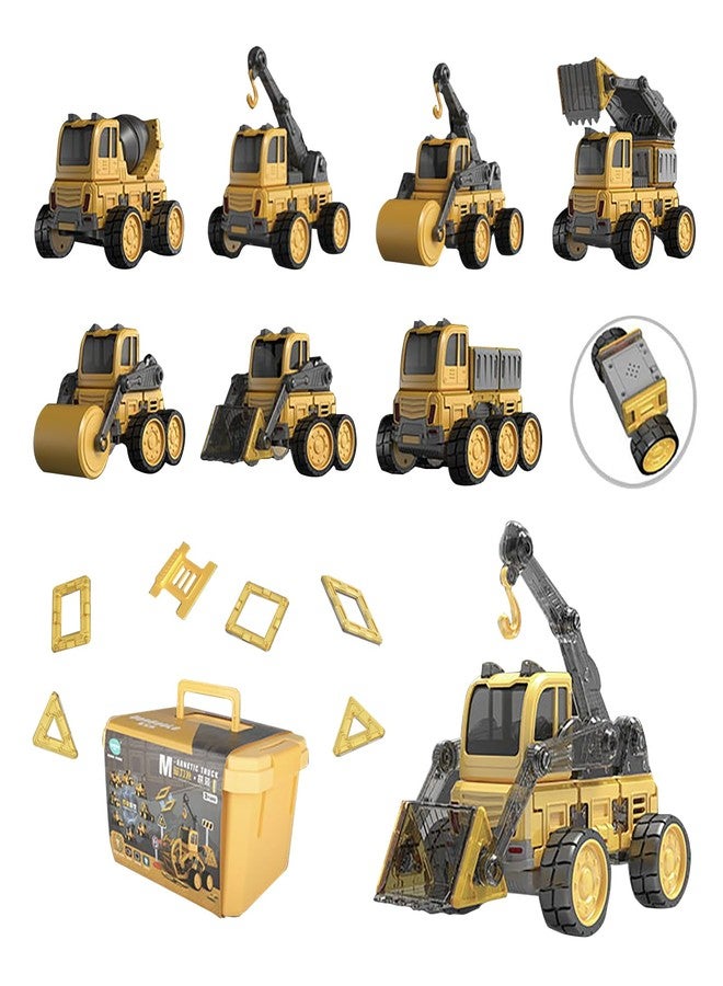 elecci Magnetic Tiles Car, 106PCS Magnetic Blocks Creativity Build Cars Toy, Learning Building Block for 3-12y Kids. (Yellow Storage Box -103PCS) - Image 1