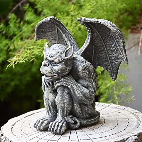 OwMell Gargoyle Statue Garden Guardian Sculpture Figurine Gothic Indoor Outdoor Garden Decor Statue 7 Inch - Sitting - Image 2
