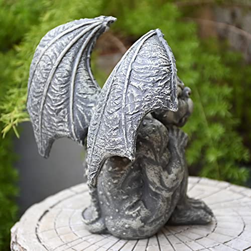 OwMell Gargoyle Statue Garden Guardian Sculpture Figurine Gothic Indoor Outdoor Garden Decor Statue 7 Inch - Sitting - Image 3
