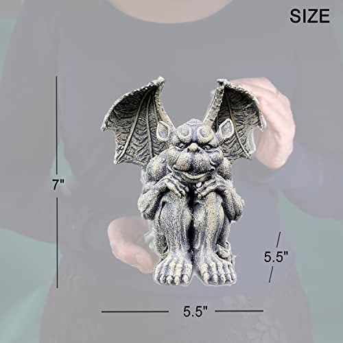 OwMell Gargoyle Statue Garden Guardian Sculpture Figurine Gothic Indoor Outdoor Garden Decor Statue 7 Inch - Sitting - Image 4