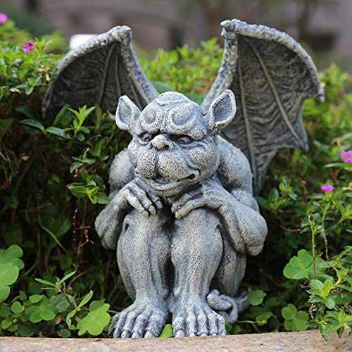 OwMell Gargoyle Statue Garden Guardian Sculpture Figurine Gothic Indoor Outdoor Garden Decor Statue 7 Inch - Sitting - Image 1